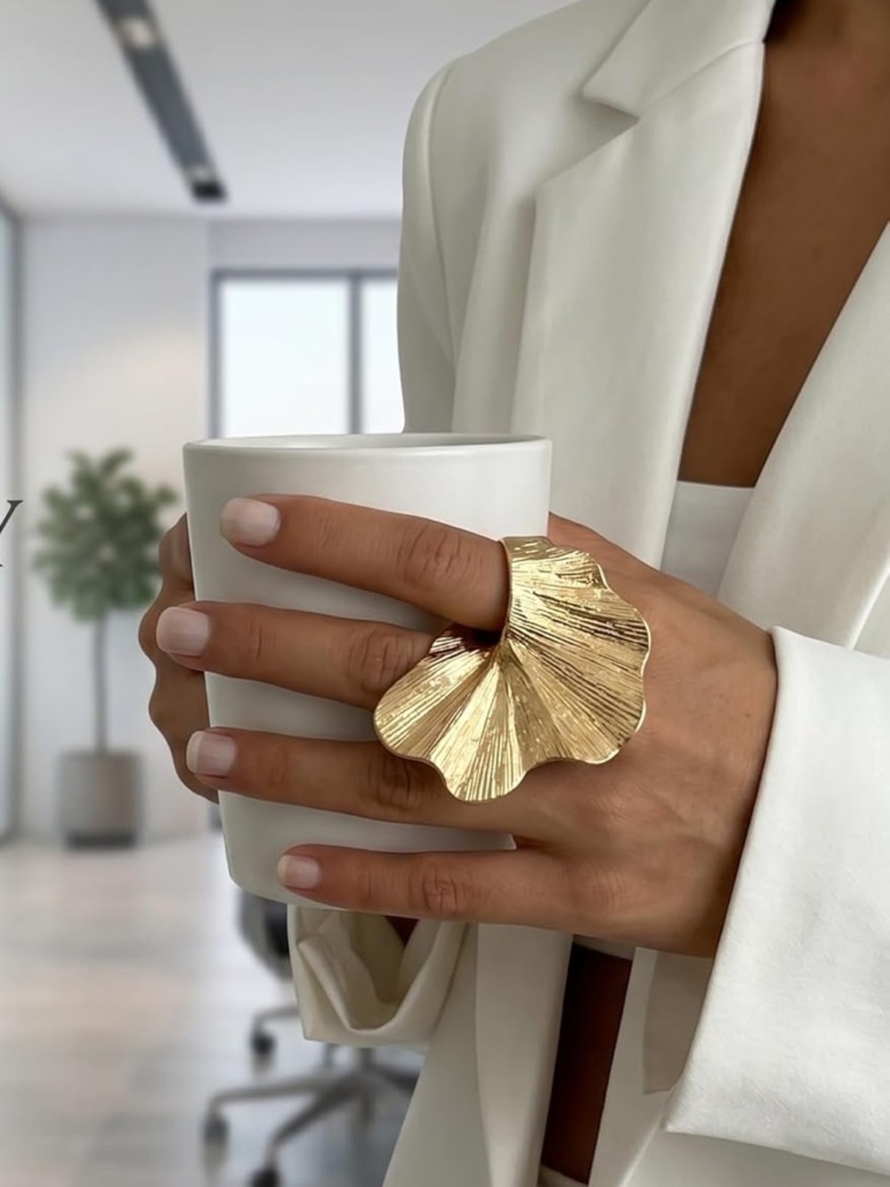 Oversized Gold Abstract Statement Ring | Sculptural Luxury Jewelry